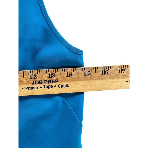 Aritzia Wilfred Minthe Dress XS Tropic Blue Midi Slip V-Neck Matte Satin Drapey - Picture 6 of 14